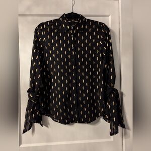Banana Republic Black And Gold Sheer Blouse